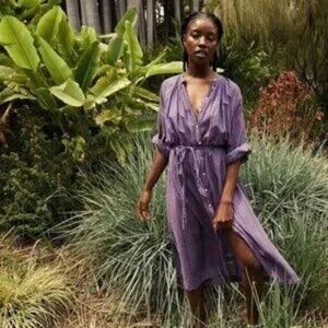 Doen Joan Dress Purple Isla Stripe Size S